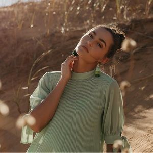 ASOS mint green pleated dress